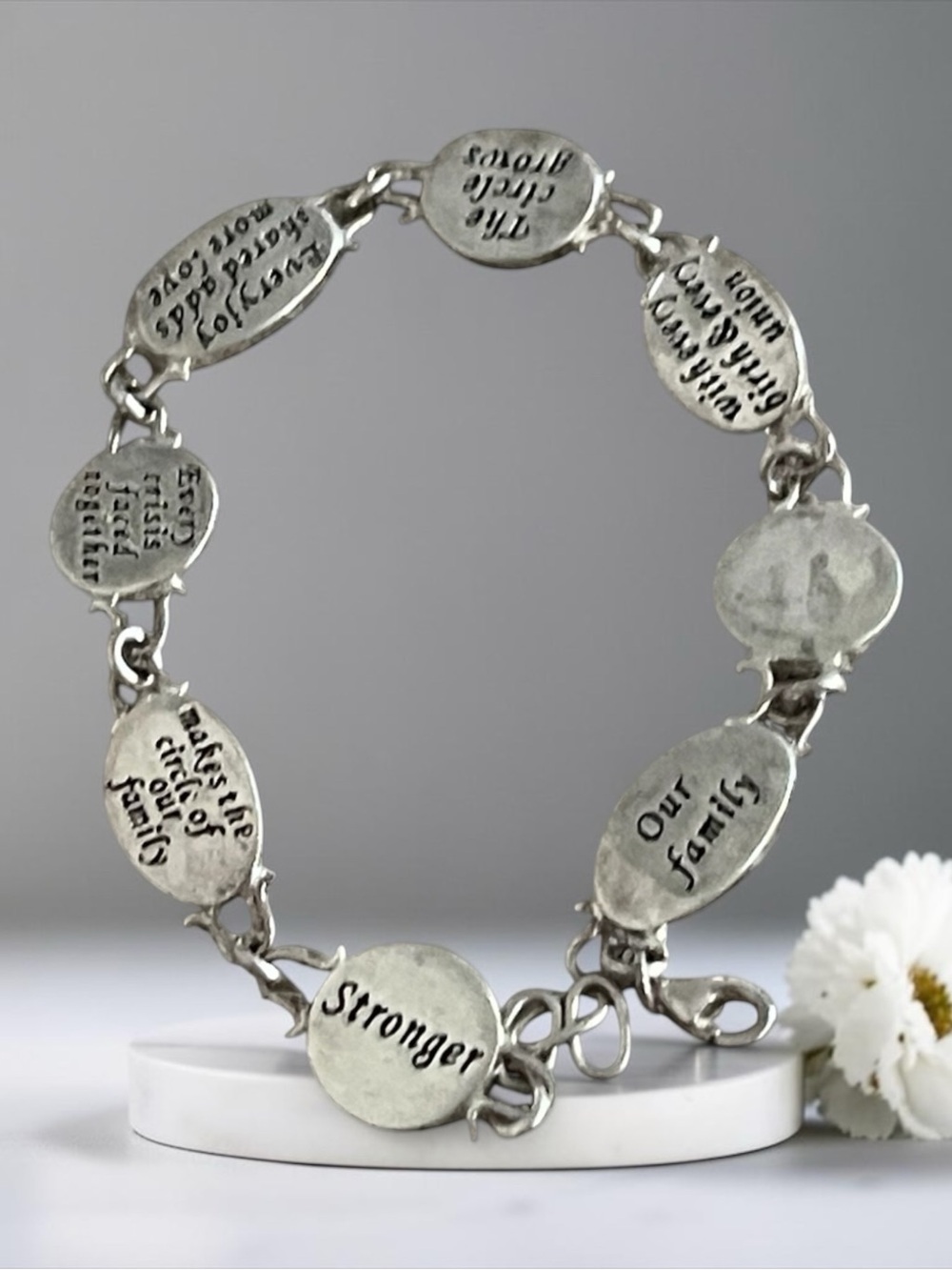 Sterling Silver Inspirational Message Charm Bracelet - Stronger